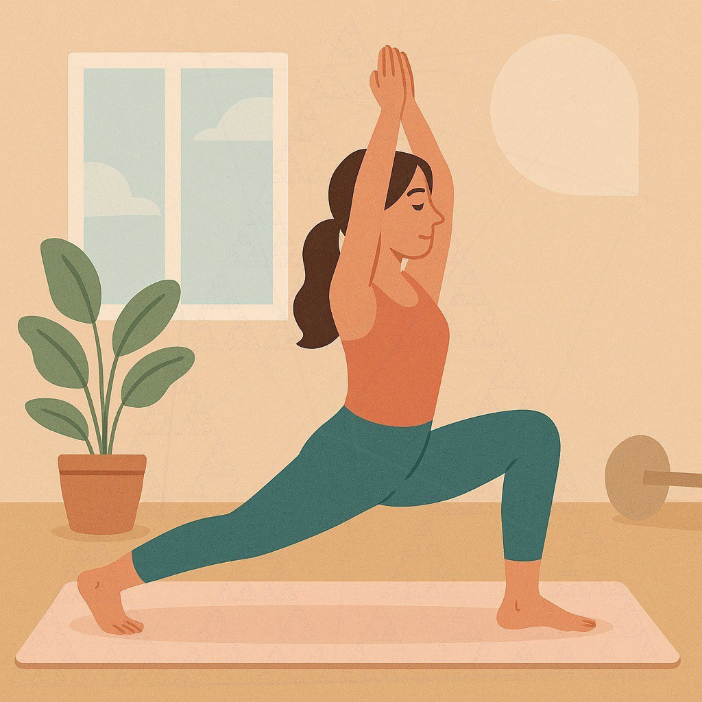 Instructor meditând pe o piatră în formă de triunghi